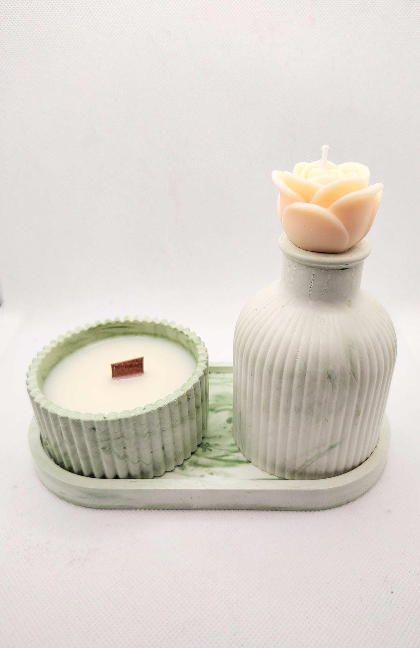 Set ceramic cu luminare - Verde