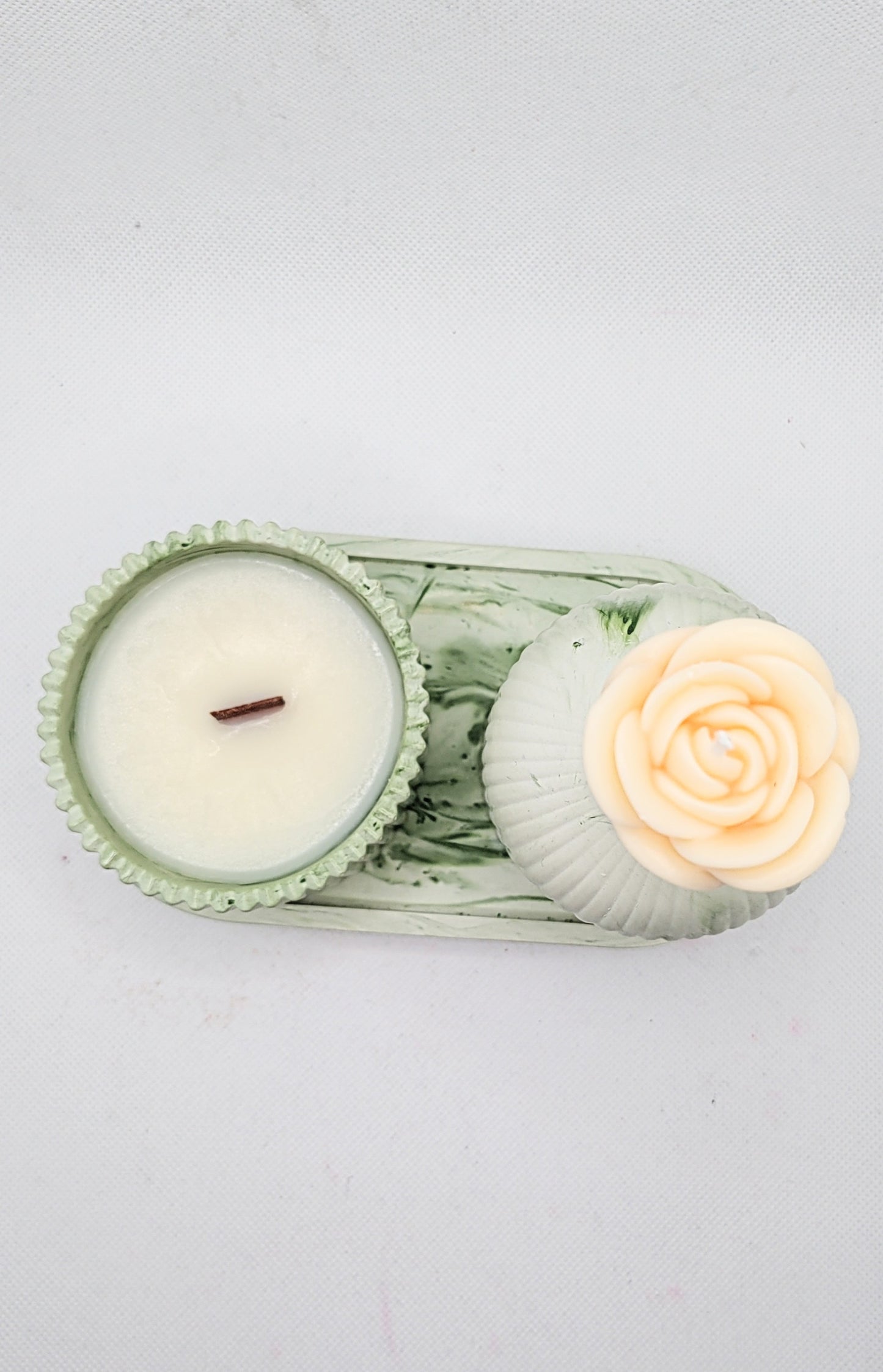 Set ceramic cu luminare - Verde
