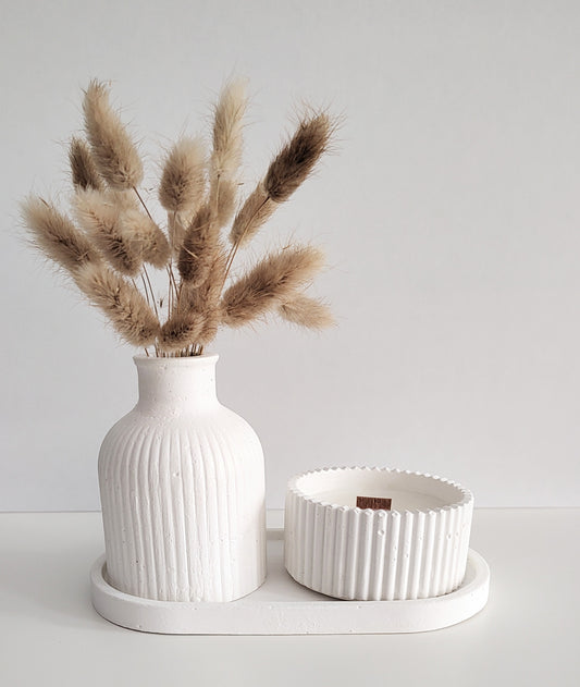 Set ceramic ALB cu lumânare inclusă